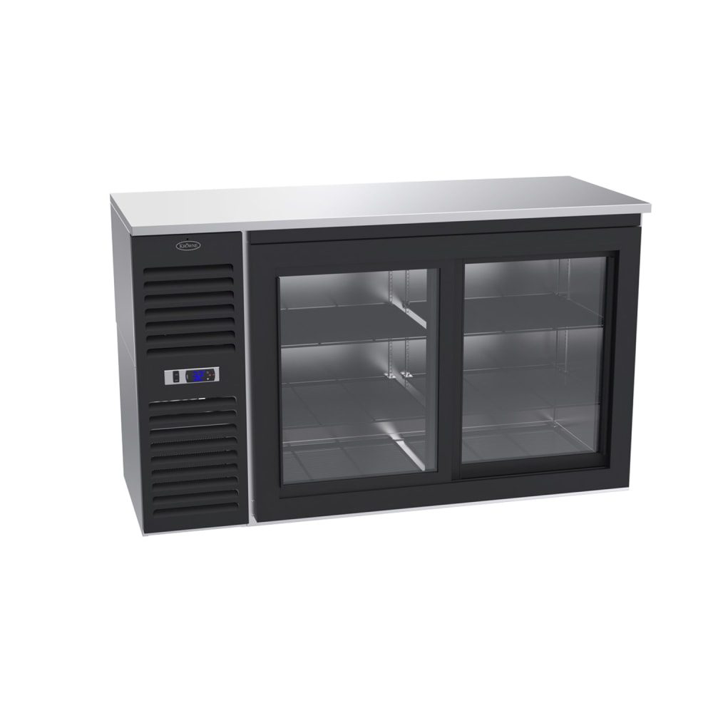 Krowne SD60L 60" Bar Refrigerator - 2 Sliding Glass Doors, Black, 115v