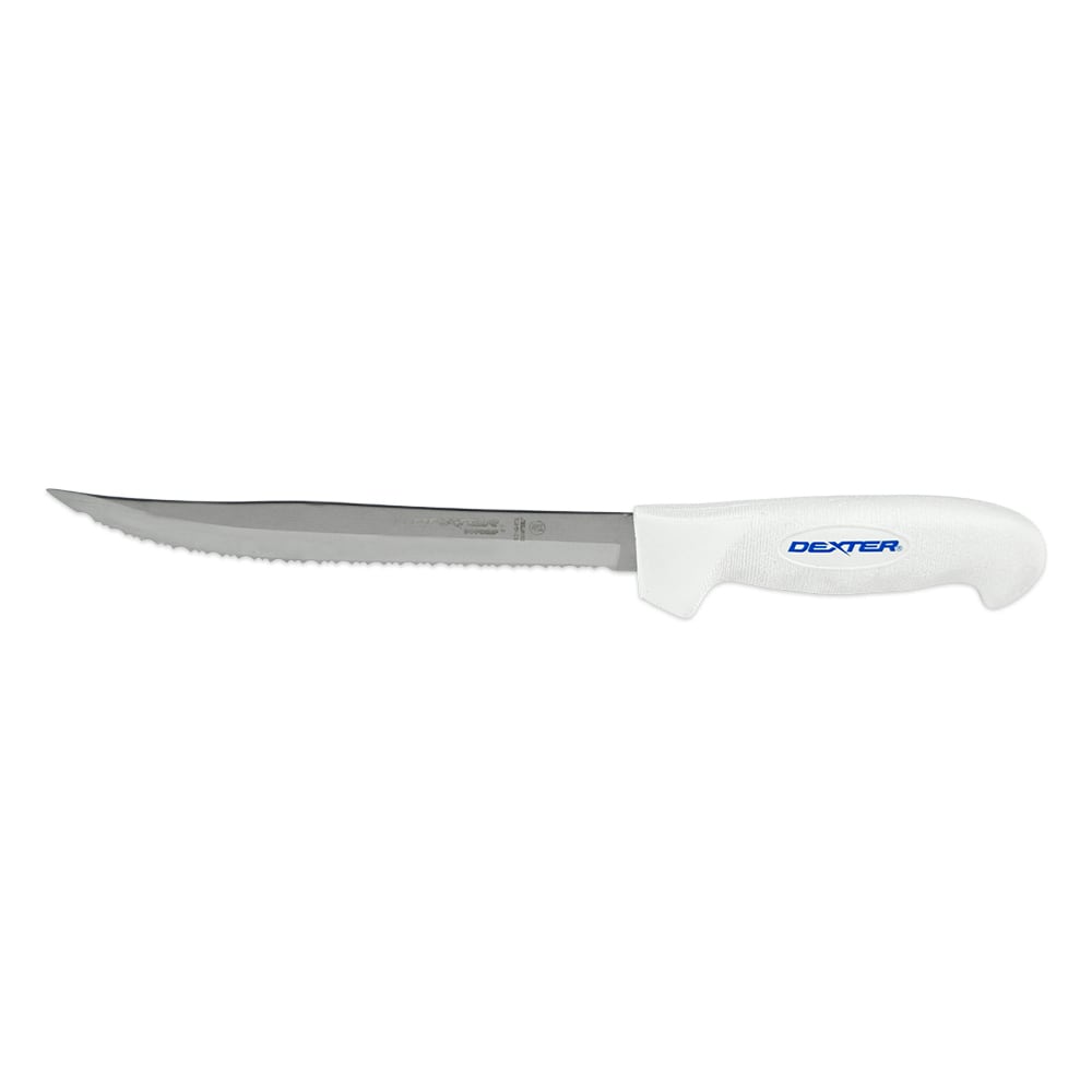 Dexter Russell SG142-8TE-PCP 8" Slicer w/ Soft White Rubber Handle, Carbon Steel