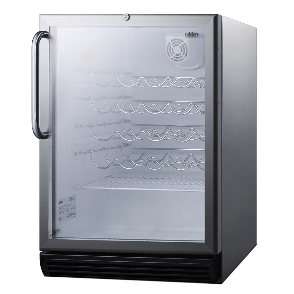 Summit SWC6GBLCSS 24" One Section Wine Cooler w/ (1) Zone - 30-Bottle Capacity, 115v