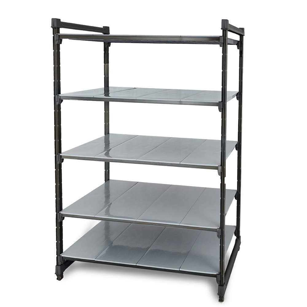 144-CBU186084S5580 60" NSF 5-Tier Heavy-Duty Plastic Shelving Unit - Camshelving® Basics Plu...