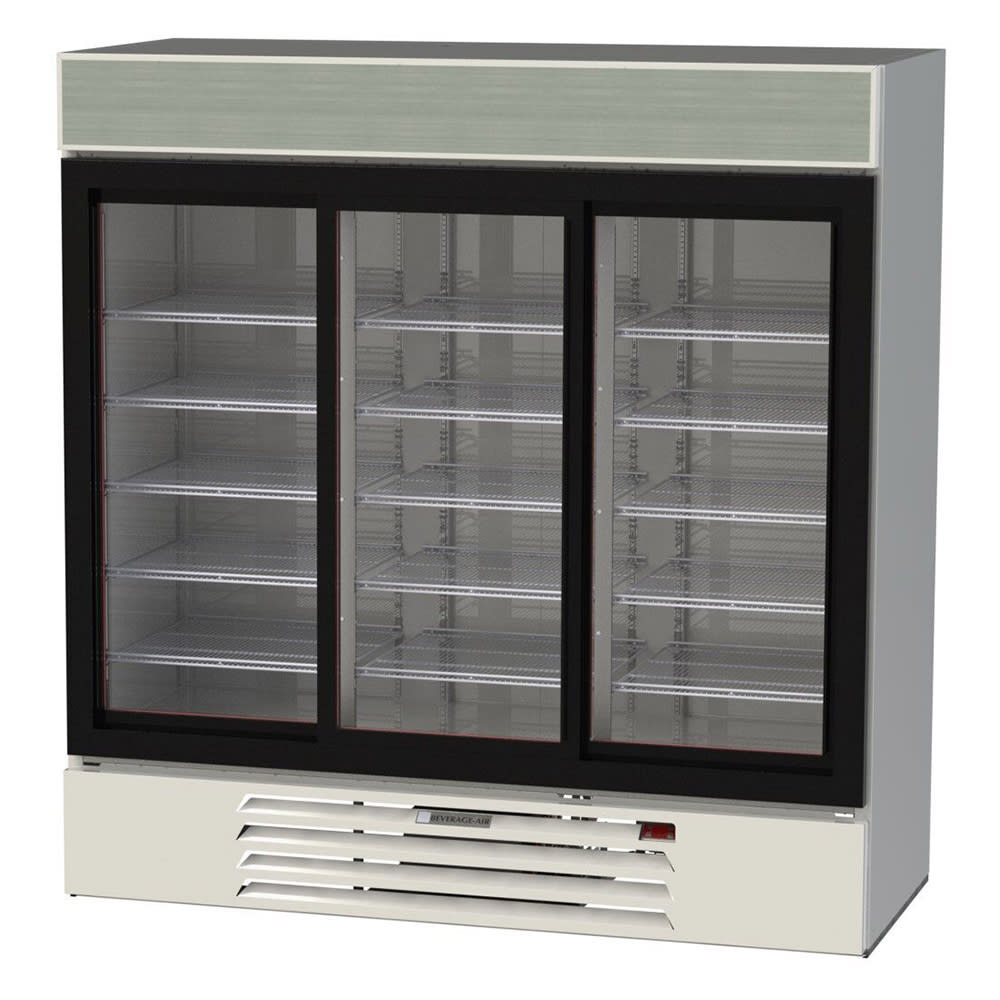 118-MMR66HC1W 75" MarketMax™ Three Section Glass Door Merchandiser - (3) Sliding Doors, Whit...
