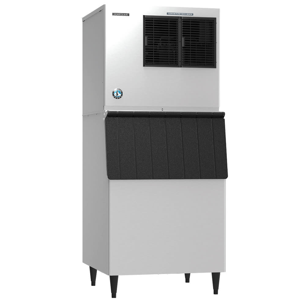 Hoshizaki KML-700MAJ Low Profile 30 Air Cooled Crescent Cube Ice Machine  with Stainless Steel Finish Ice Storage Bin - 658 lb. Per Day, 500 lb.  Storage