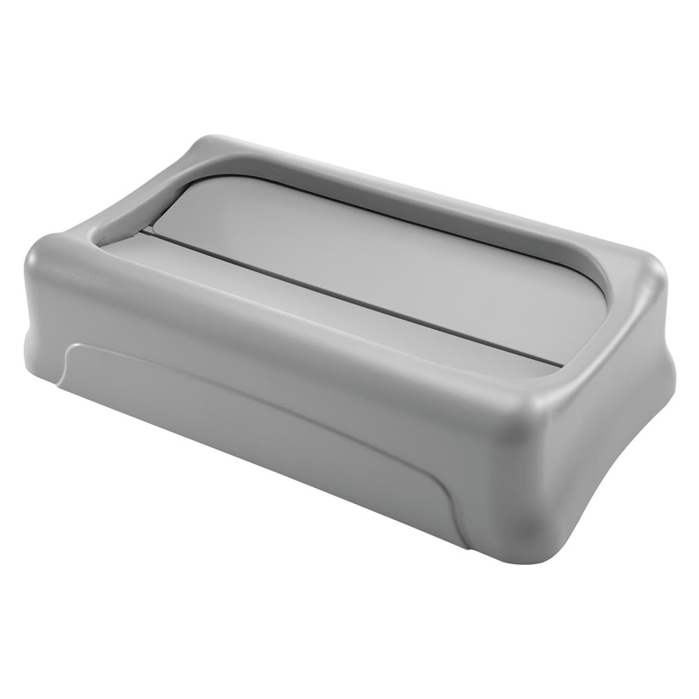 Lavex 23 Gallon Beige Slim Rectangular Trash Can With Drop Shot Lid