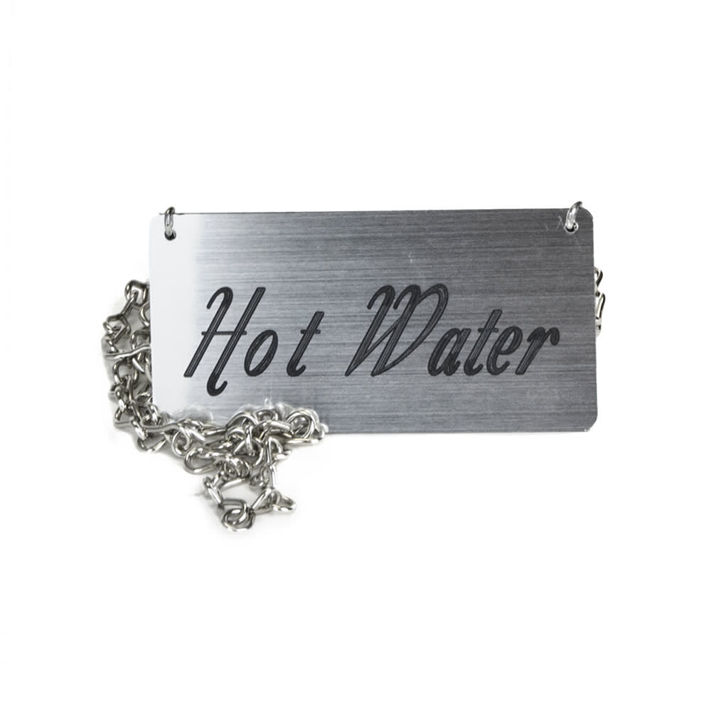 Cal-Mil 618-3 Hanging "Hot Water" Sign w/ 24" Chain for Coffee Urns, Silver