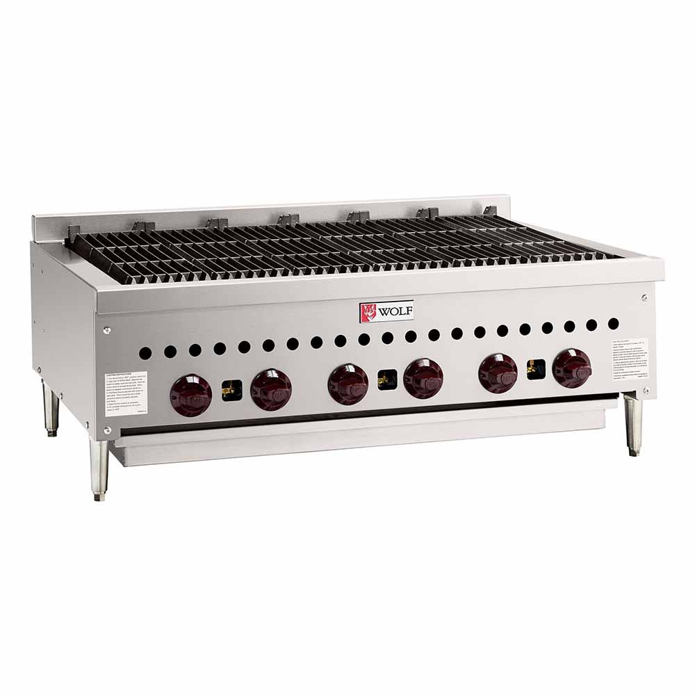 Wolf SCB36 36" Gas Charbroiler w/ (6) Burners & Cast Iron Grates, Natural Gas