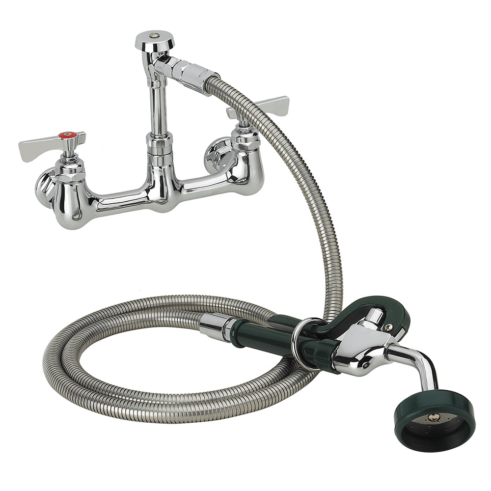 381-19108L 8"H Wall Mount Pre Rinse Faucet - 1 3/5 GPM, Base with Nozzle