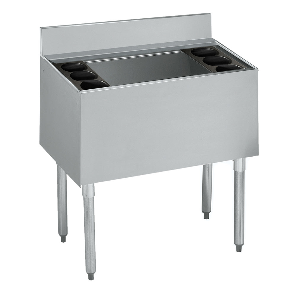 381-21307 30" Silver 2100 Series Cocktail Station w/ 97 lb Ice Bin, Stainless