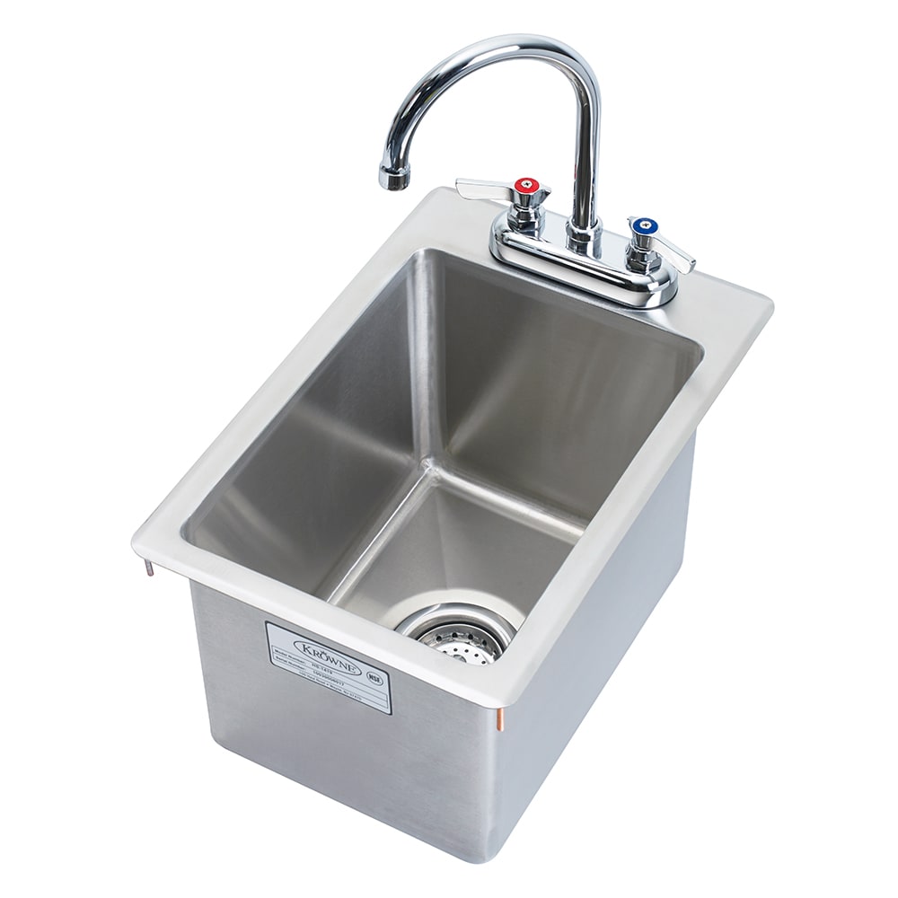 381-HS1419 Drop-in Commercial Hand Sink w/ 10 3/8"L x 14"W x 9"D Bowl, Gooseneck F...