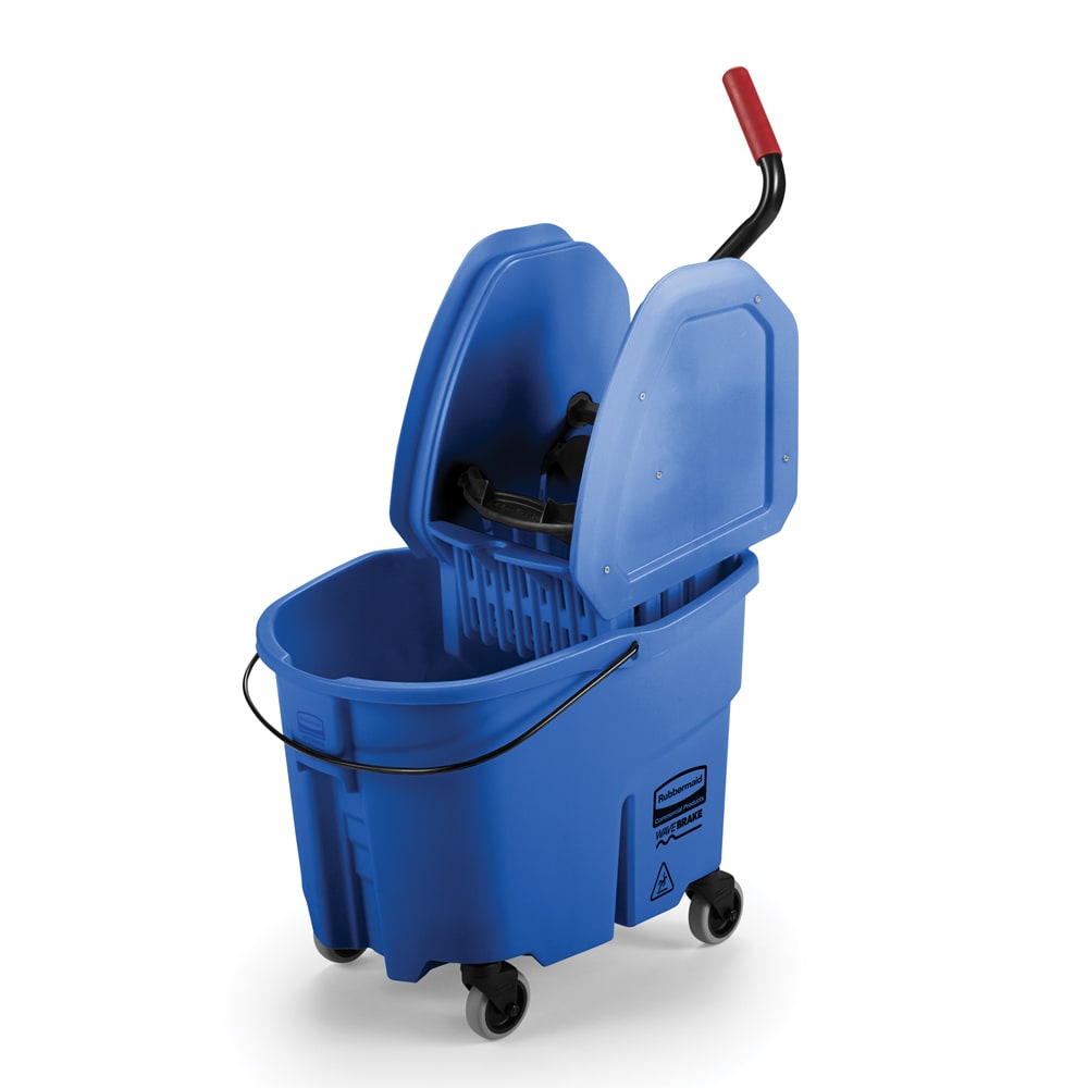 007-757888BLUE 35 qt WaveBrake Mop Bucket Combo - Down Press Wringer, Plastic, Blue