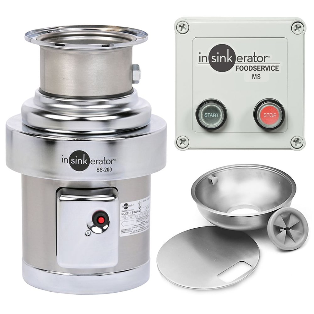 023-SS20012AMS Complete Disposer Package, 2 HP, 12 in Bowl with Cover, 208V/1PH