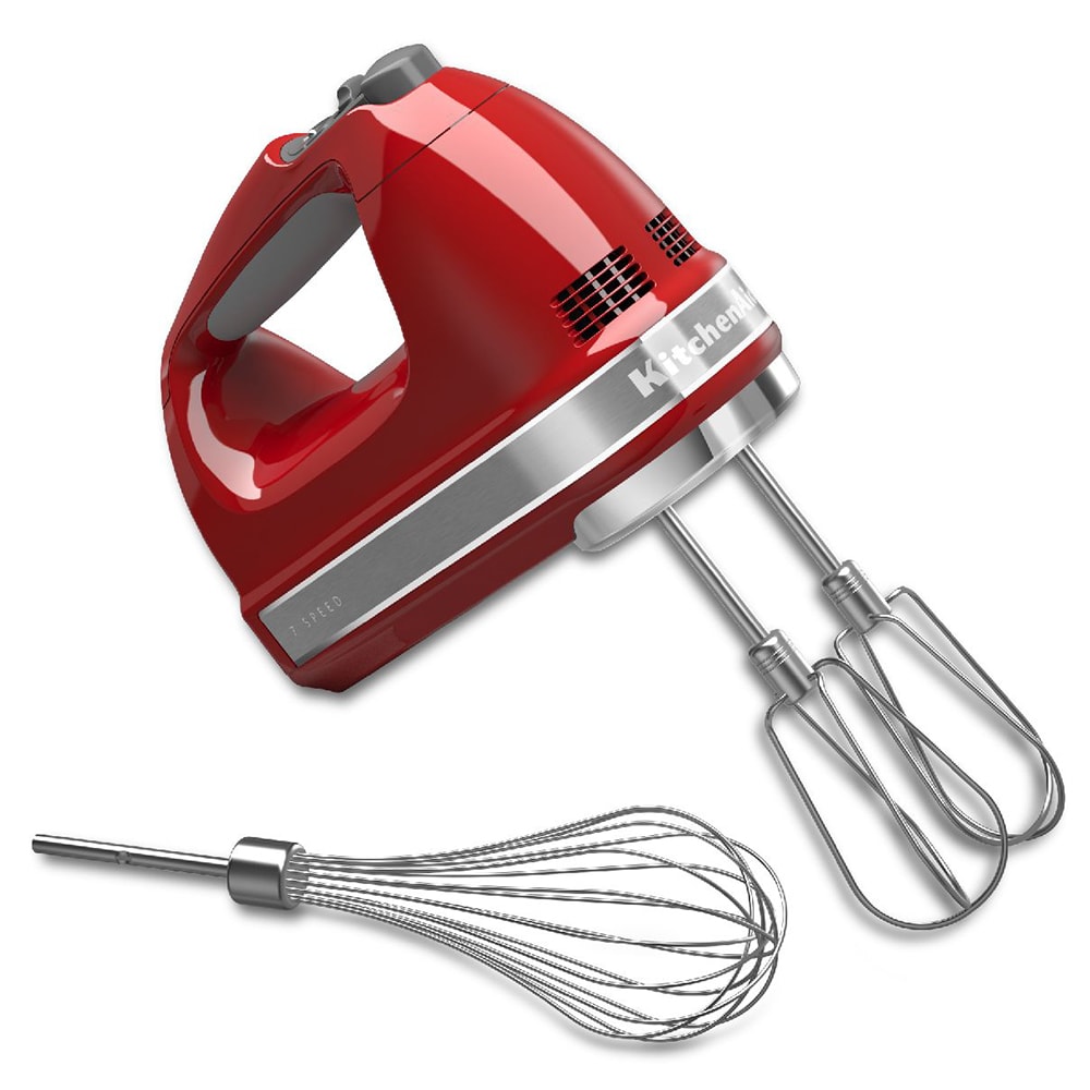 449-KHM7210ER 7 Speed Hand Mixer w/ Turbo Beater Accessories & Pro Whisk, Empire Red