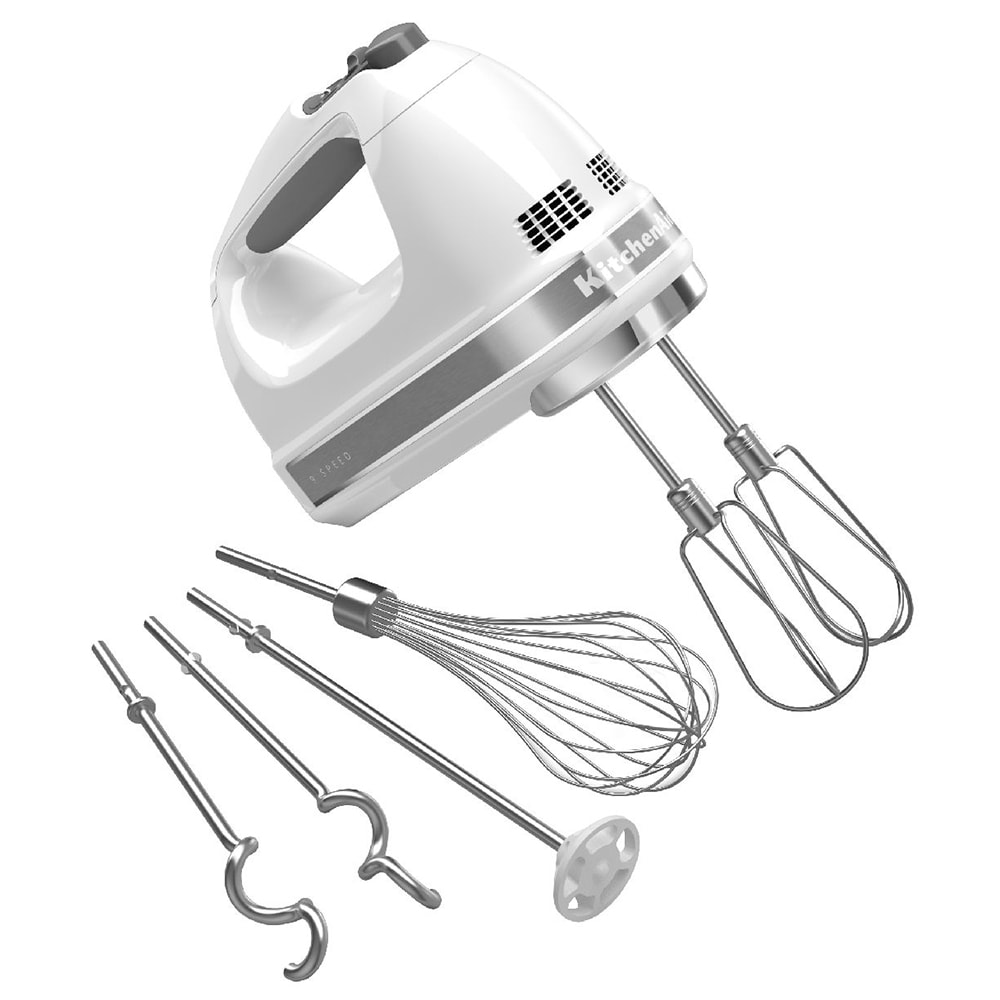 KitchenAid KHM926WH 9 Speed Hand Mixer w/ Exclusive Accessory Pack, White