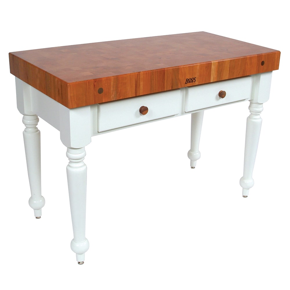 416-CHYCUCR05AL Rustica Table, 4" End Grain American Cherry, Alabaster Base, 48 x 24"