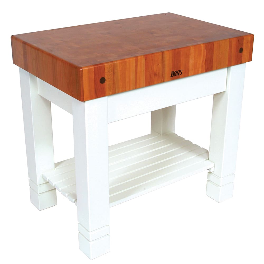 416-CHYHMST36245AL Homestead Block Table, 5" End Grain Cherry, Alabaster Base, 36 x 24"