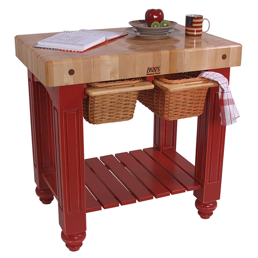 416-CUGB3624BN 36" Gathering Block Table II, Hard Maple Top w/ Barn Red Base