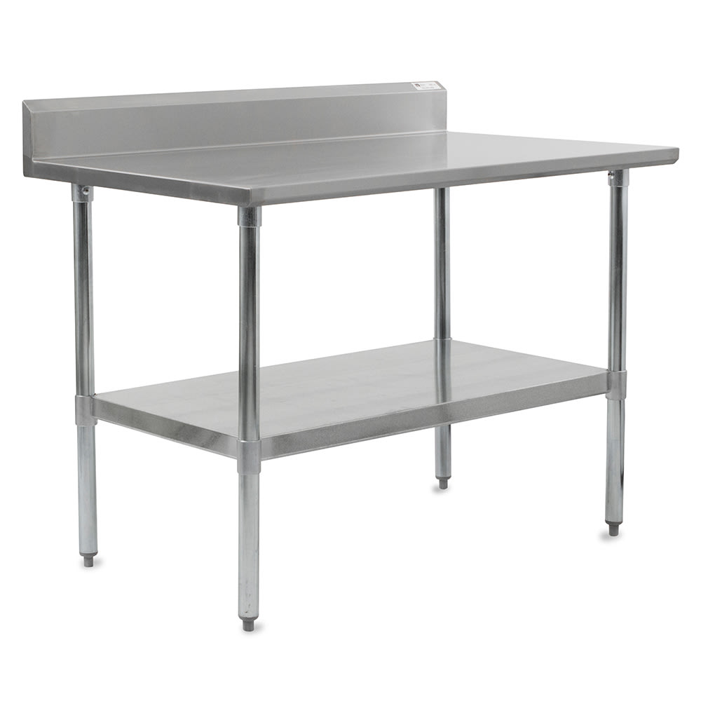 416-FBLGR56030 60" 18 ga Work Table w/ Undershelf & 430 Series Stainless Top, 5" Ba...