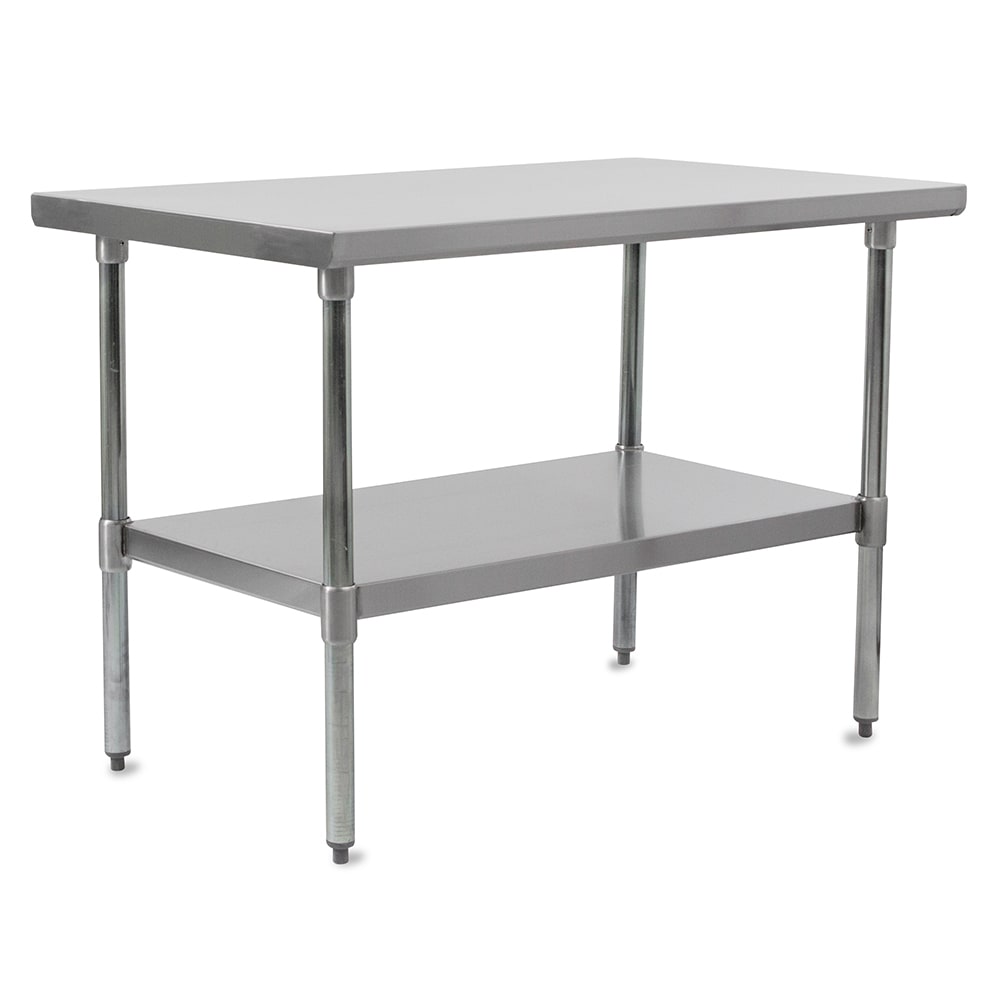 416-FBLS9630 96" 18 ga Work Table w/ Undershelf & 430 Series Stainless Flat Top