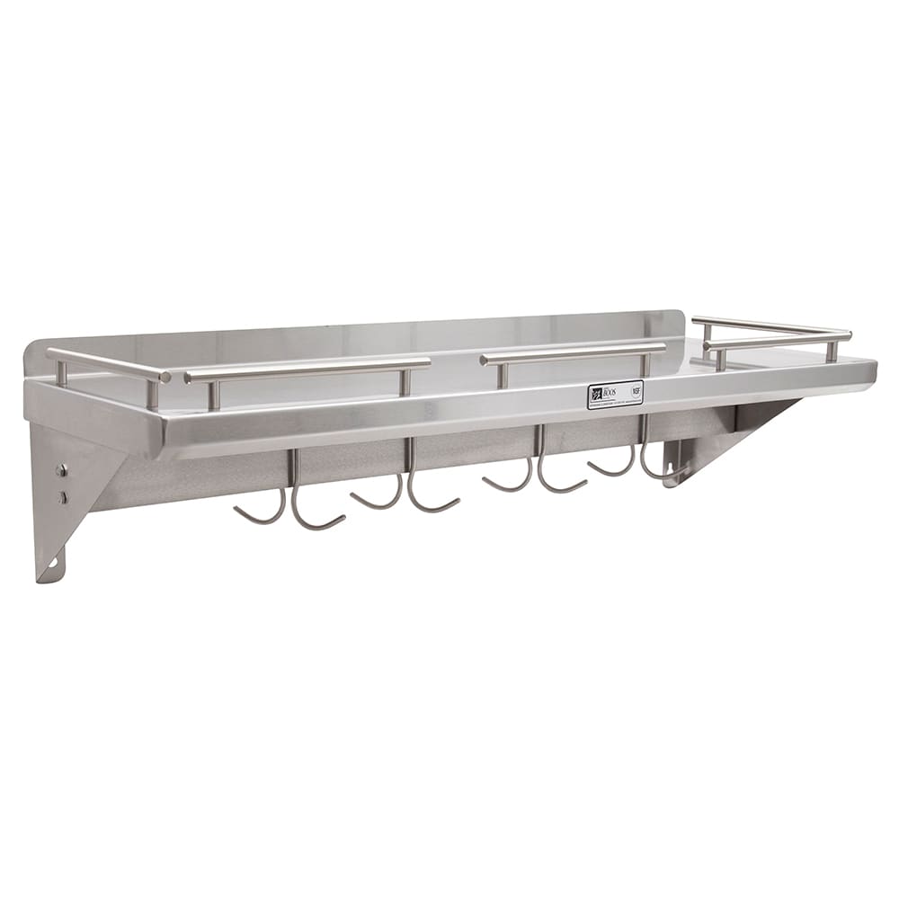 Wall mounted shelf with discount rail
