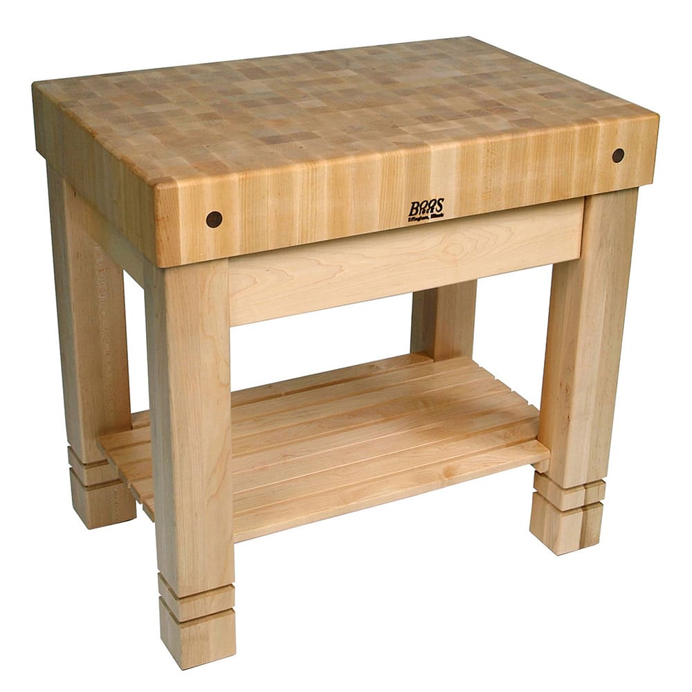 416-HMST36245MPL Homestead Block w/ Slatted Lower Shelf & Utensil Drawer, Maple Base