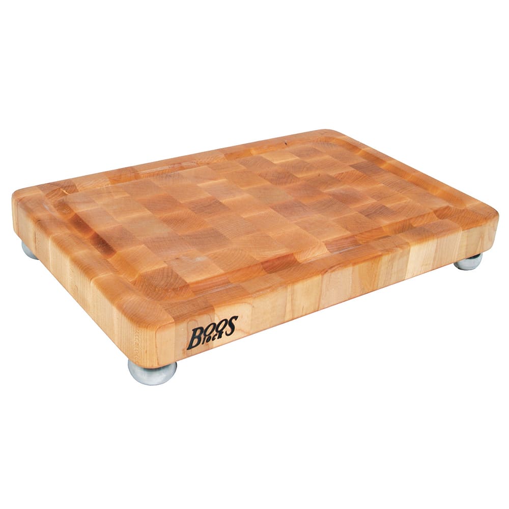 416-MPL1812175SSF Cutting Board, Maple, Juice Groove, Stainless Bun Feet, 18 x 12 x 1 3/4" T...