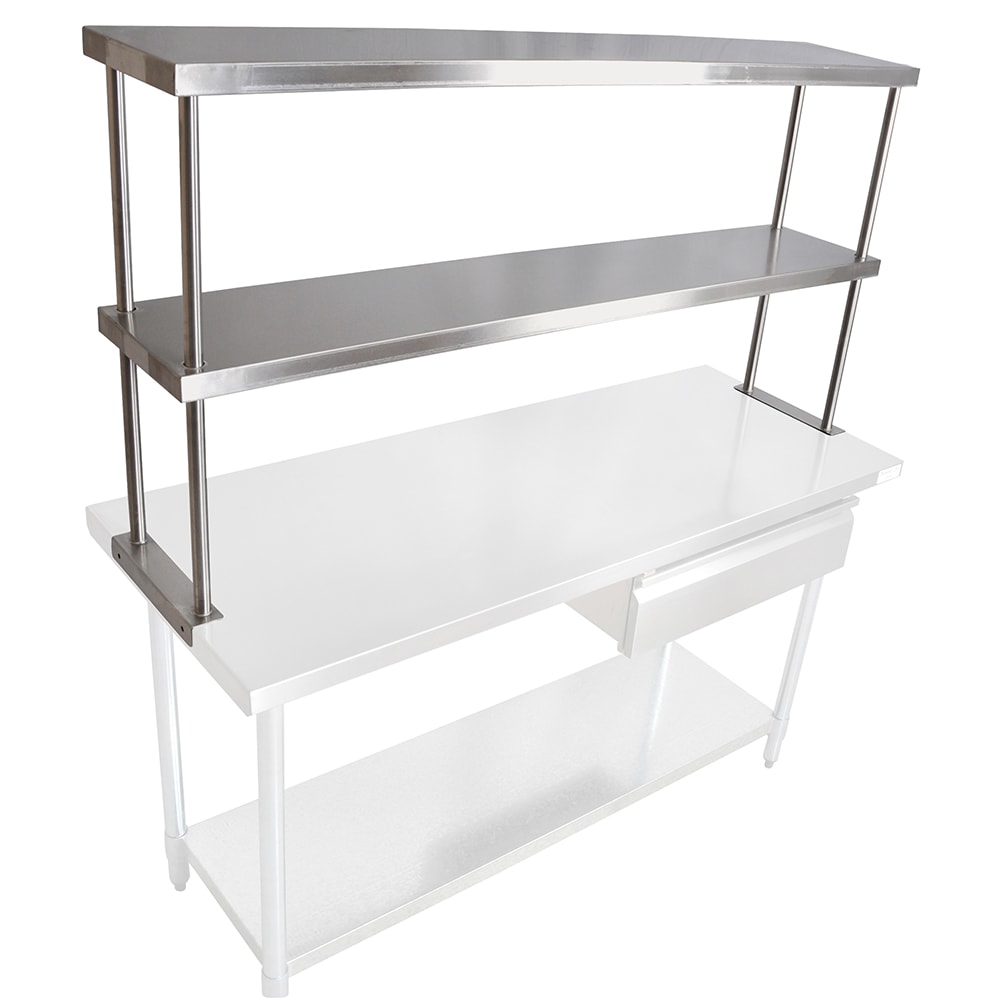 416-OSED1248 Double Economy Overshelf, 18 ga Stainless, 12" x 48"
