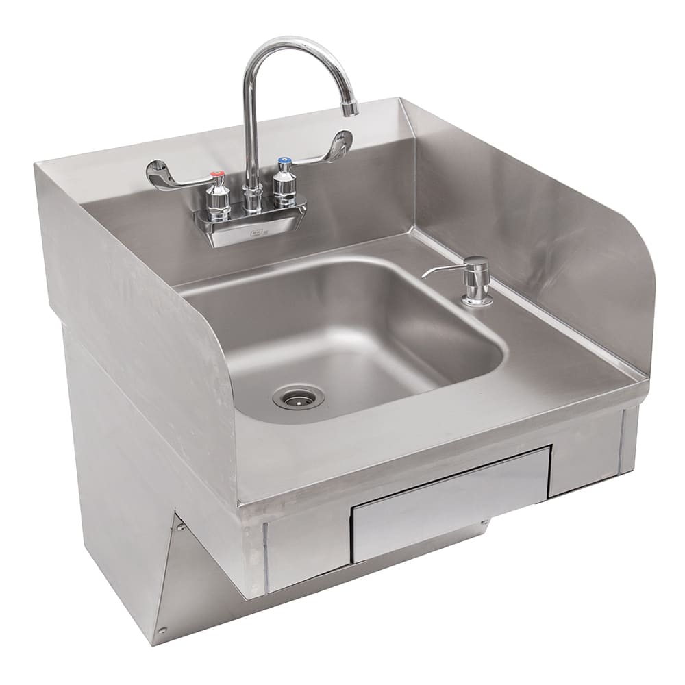 416-PBHSADAPSTD Splash Mount Hand Sink w/ Gooseneck Faucet, 4" On-Center, 14 x 10 x 5"...