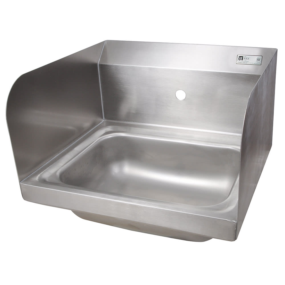 416-PBHSW14101SSLR Wall Mount Commercial Hand Sink w/ 14"L x 10"W x 5"D Bowl, Side...