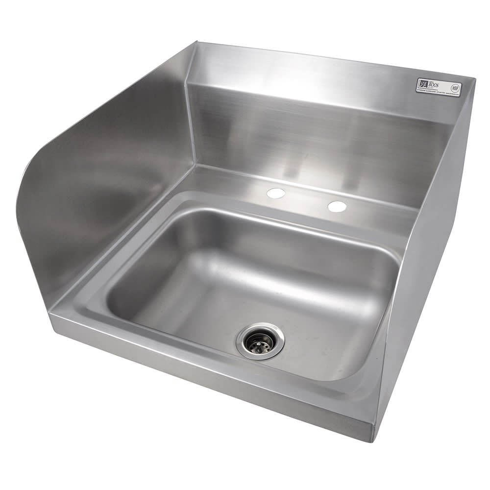 416-PBHSW14102DMSSLR Deck Mount Hand Sink w/ 2 Side Splash, 4" On-Center, 14 x 10 x 5"...