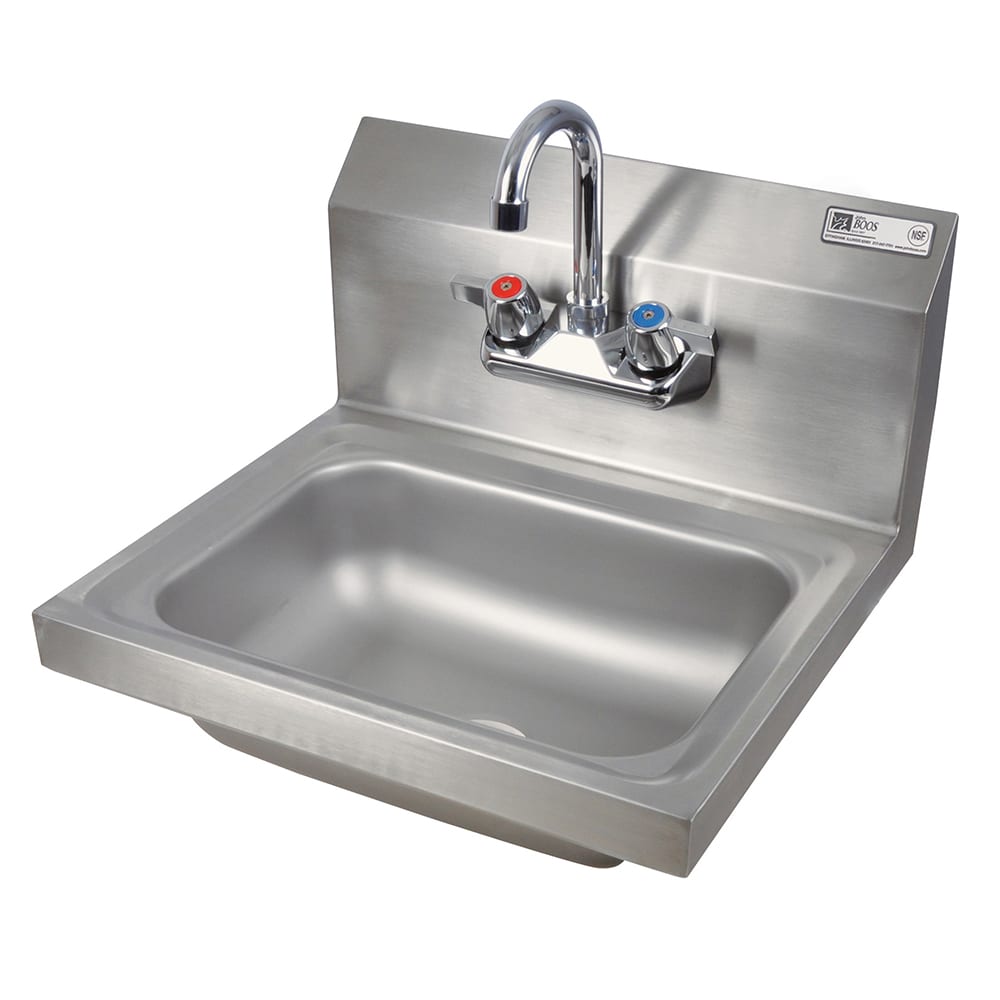 416-PBHSW1410P Wall Mount Commercial Hand Sink w/ 14"L x 10"W x 5"D Bowl, Basket D...