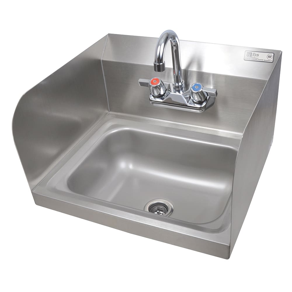 416-PBHSW1410PSSLR Wall Mount Commercial Hand Sink w/ 14"L x 10"W x 5"D Bowl, Side...