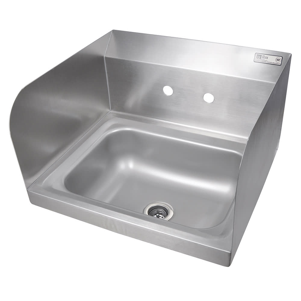 416-PBHSW1410SSLR Splash Mount Hand Sink w/ 2 Side Splash, 4" On-Center, 14 x 10 x 5" B...