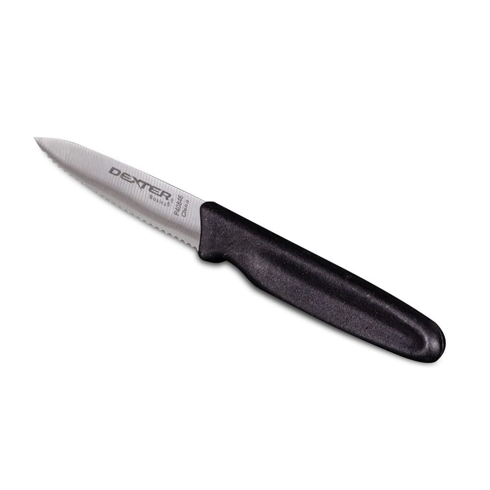 Dexter Russell P40846 3 1/4" Paring Knife w/ Polypropylene Black Handle, Carbon Steel
