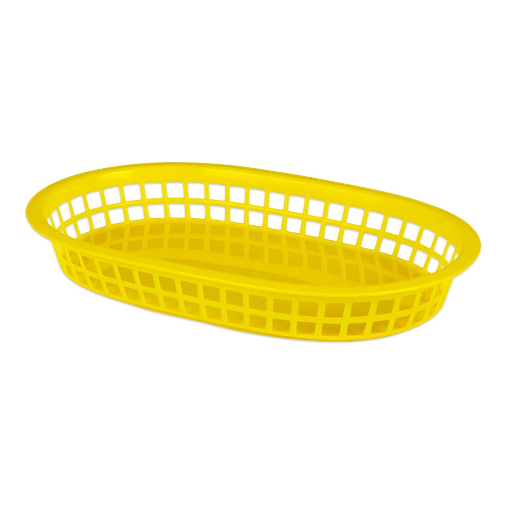 370-BB107Y Oval Fast Food Basket - 10 1/2x7x1 1/2" Plastic, Yellow