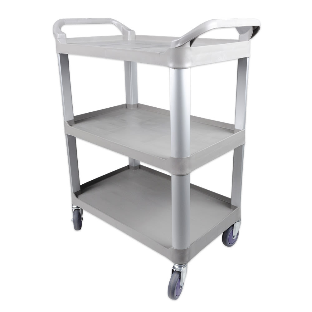 370-BC2416LGZ 3-Tier Heavy Duty Bus Cart, 31 x 16 x 37-in, Grey