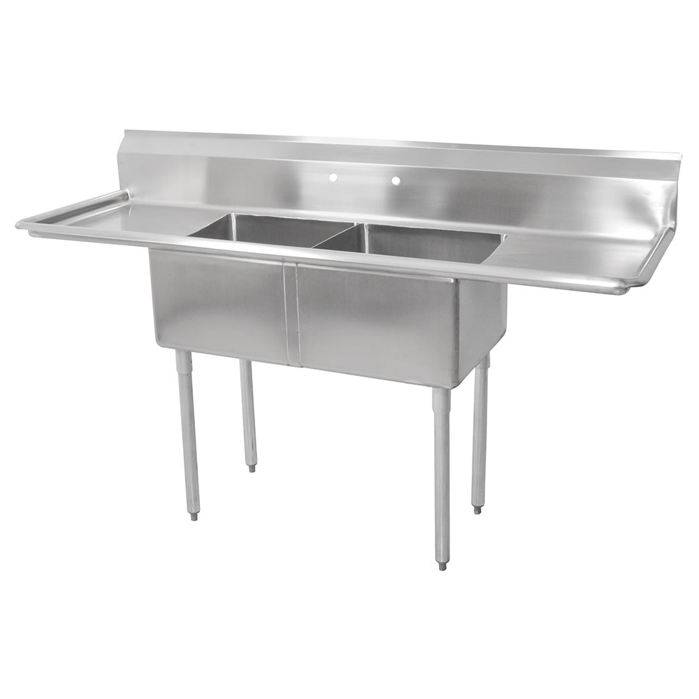 416-E2S81812T18 72" 2 Compartment Sink w/ 18"L x 18"W Bowl, 12" Deep