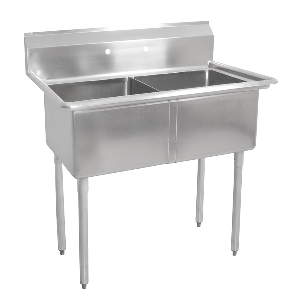 416-E2S82414 53" 2 Compartment Sink w/ 24"L x 24"W Bowl, 14" Deep