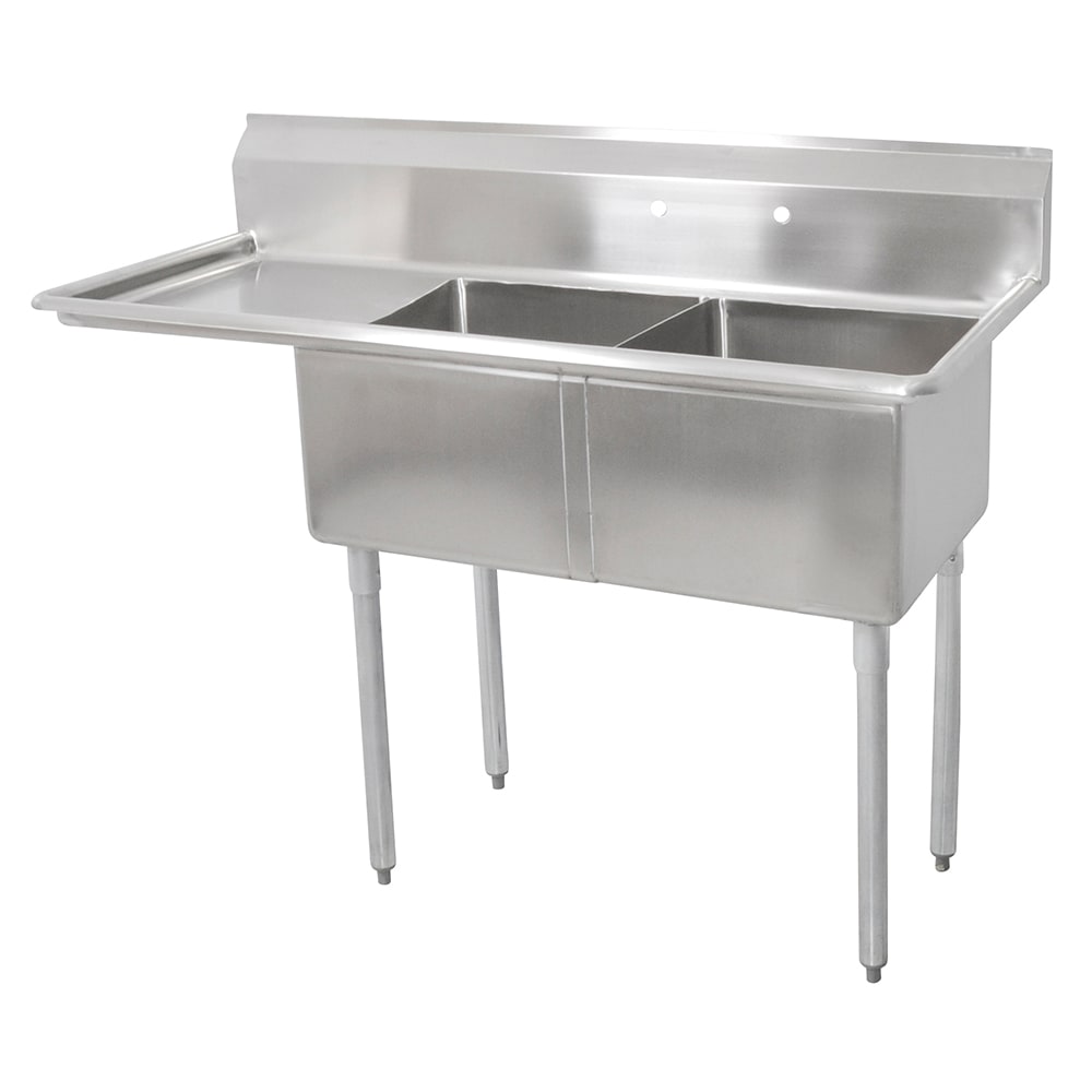 416-E2S82414L24 74 1/2" 2 Compartment Sink w/ 24"L x 24"W Bowl, 14" Deep