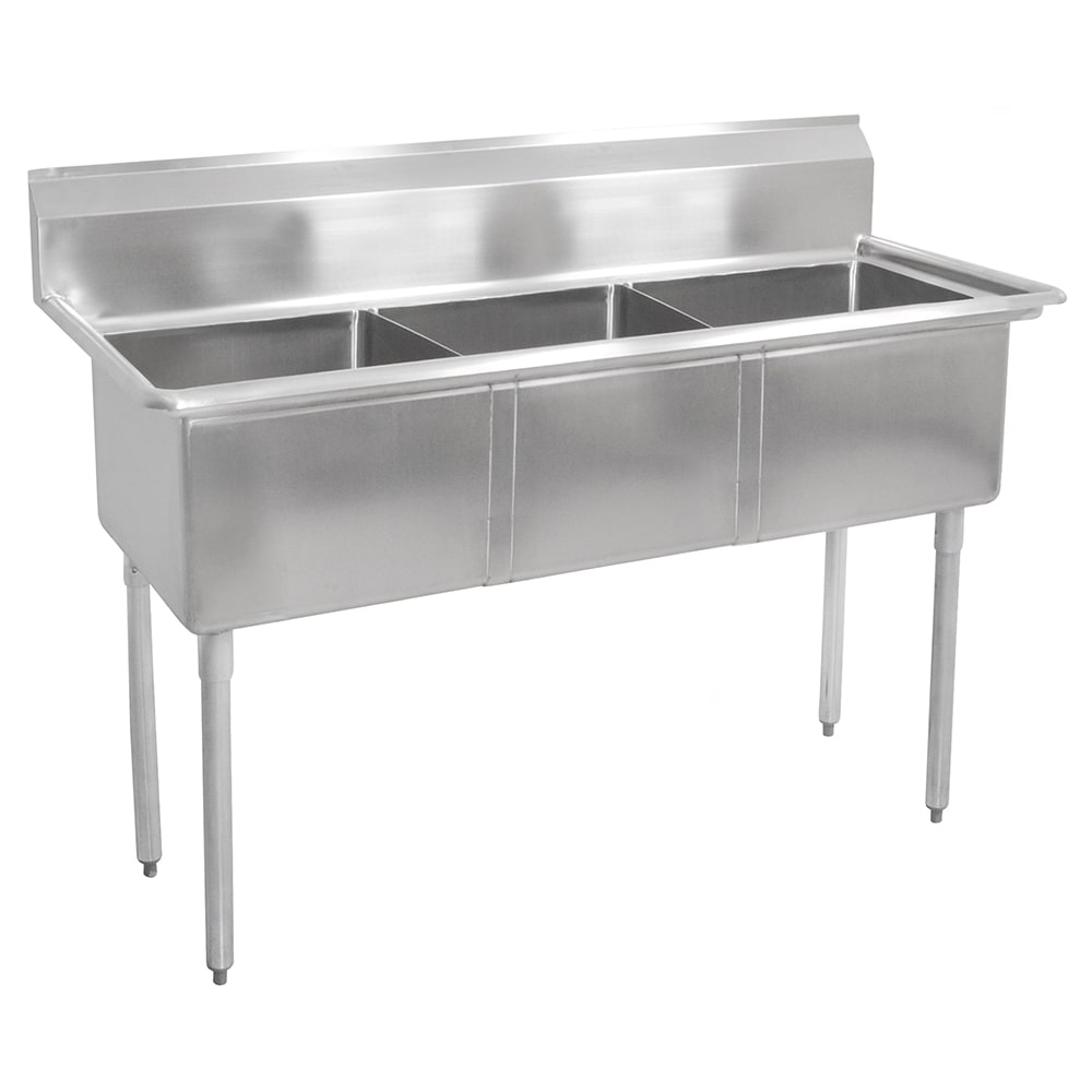 416-E3S8101410 35" 3 Compartment Sink w/ 10"L x 14"W Bowl, 10" Deep