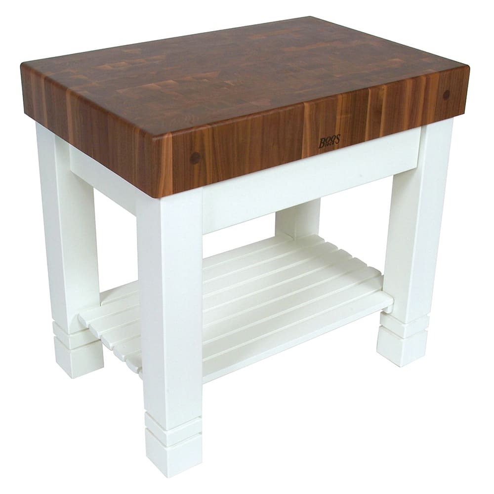 416-WALHMST36245AL Homestead Block Table, 5" End Grain Black Walnut, Alabaster Base, 36 x 24...