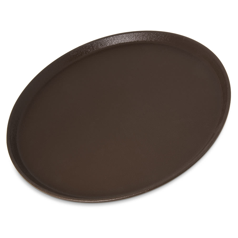 028-1600GR2076 16" Round Griptite™ 2 Serving Tray - Fiberglass, Brown