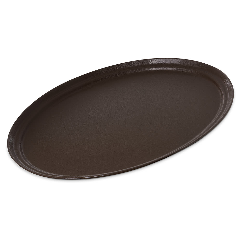 028-2500GR2076 Oval Griptite™ 2 Serving Tray - 24" x 19", Fiberglass, Brown