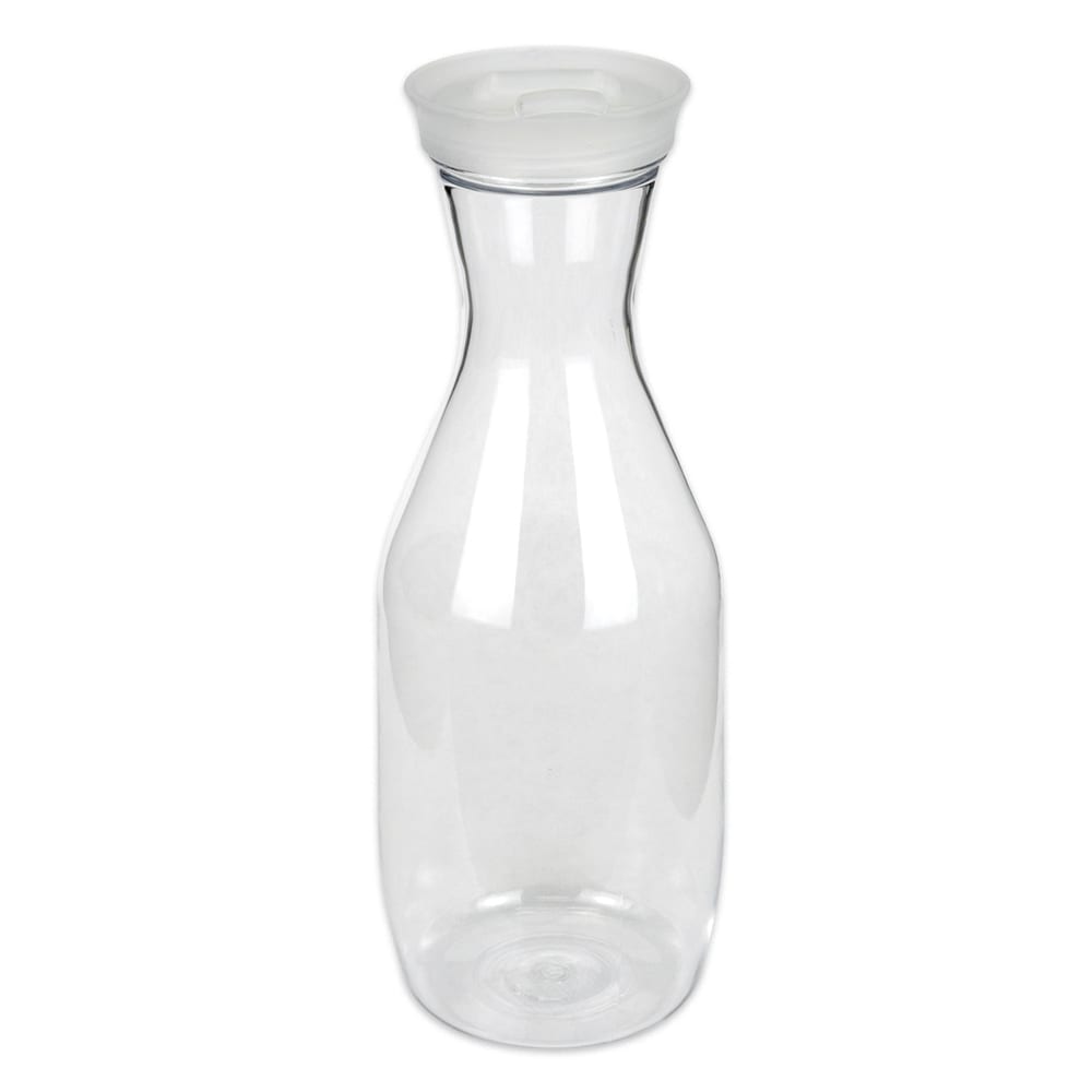 370-PCD50 50 oz Pancake Decanter - Twist-Top, Flip Lid, Clear/White