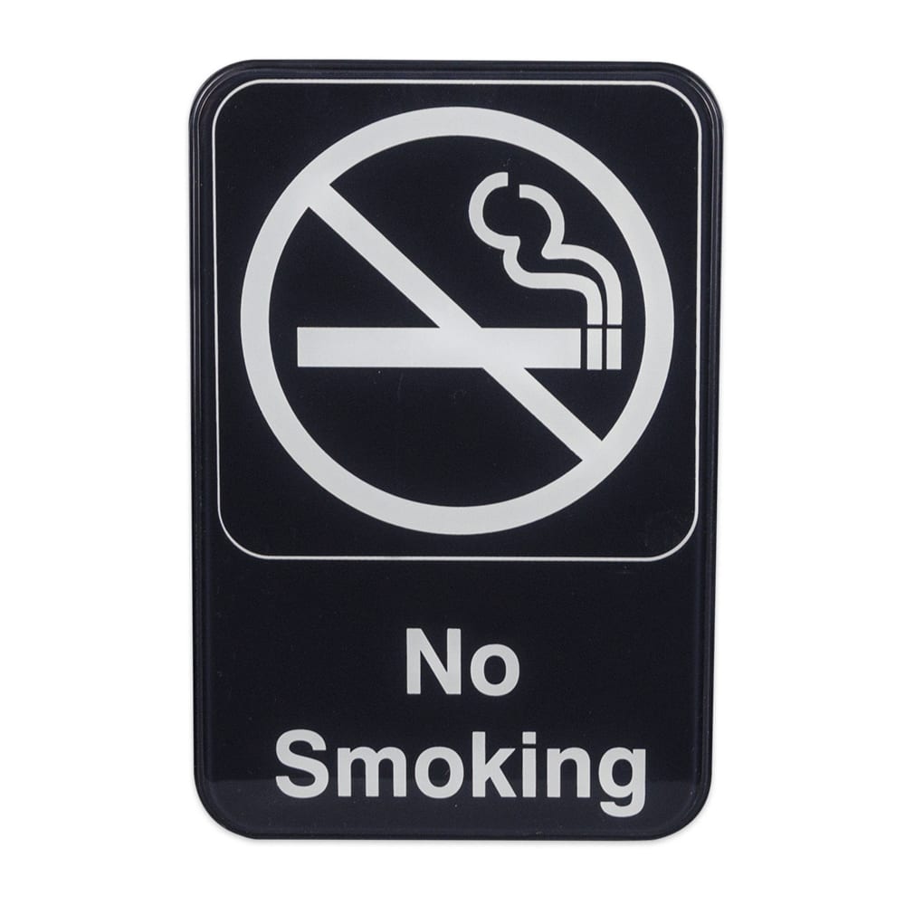 370-S693BK No Smoking" Sign - 6x9" White on Black