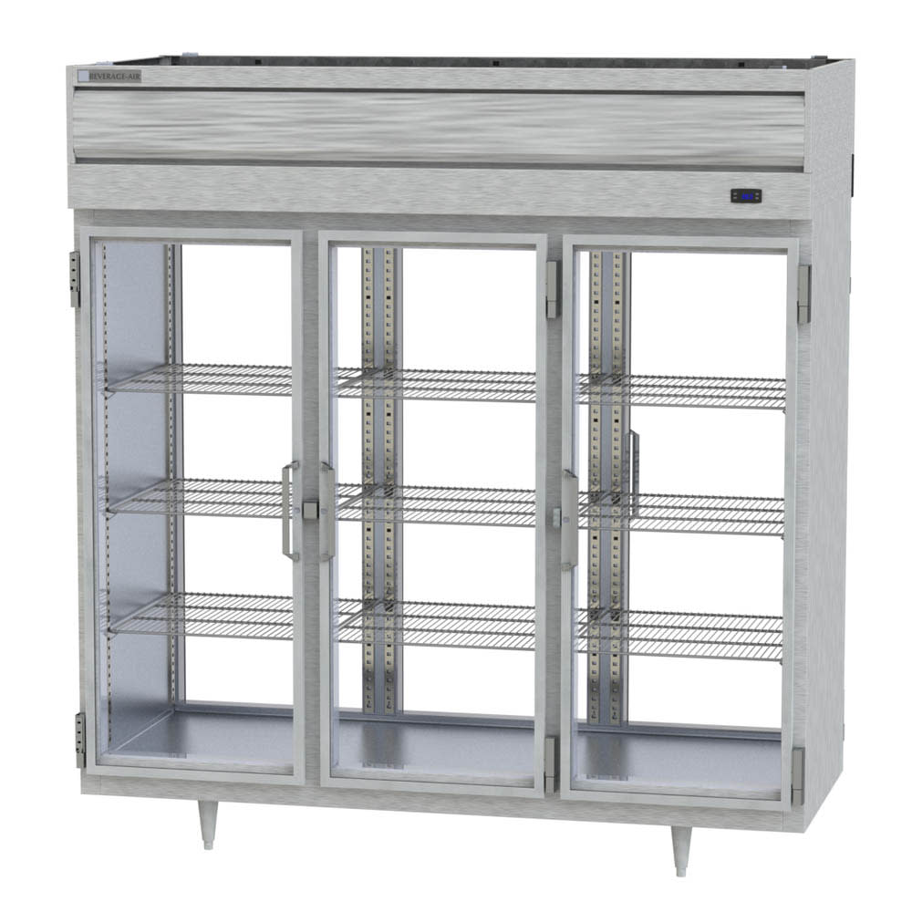 118-PRD31BGXDX 78" Three Section Pass Thru Refrigerator, (3) Left/Right Glass Doors, 115v