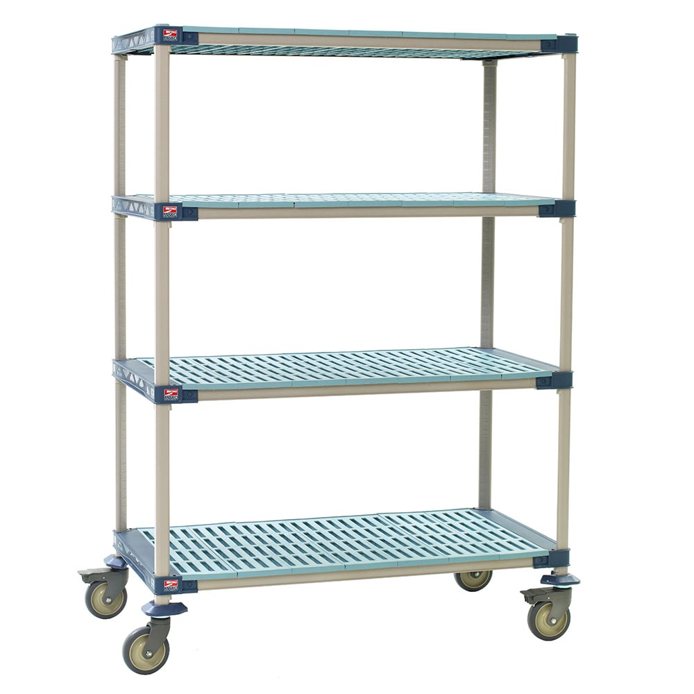 001-X536PG4 36" NSF 4-Tier Heavy-Duty Plastic Shelving Unit - MetroMax® 4, Mobile 24"W,...