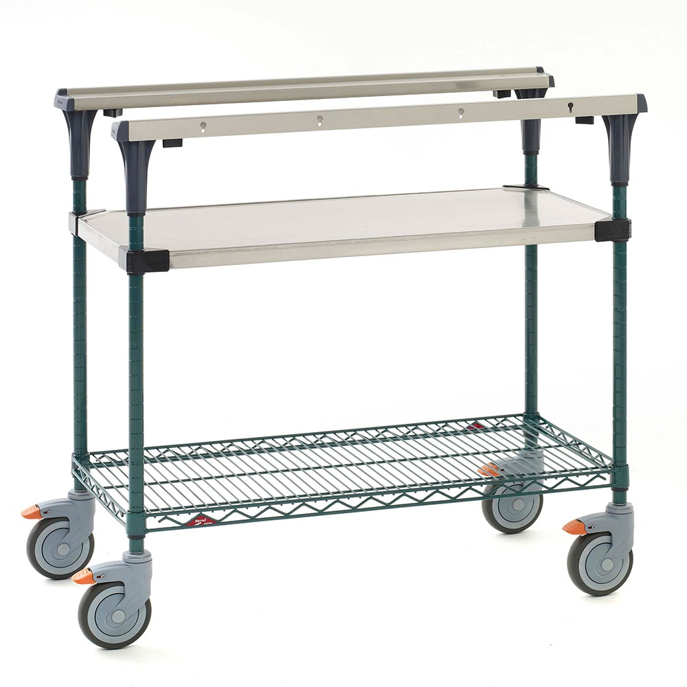 001-MS1836FSNK 2 Level Mobile PrepMate® MultiStation w/ Solid/Wire Shelving - 38"L x 19 2/5&...