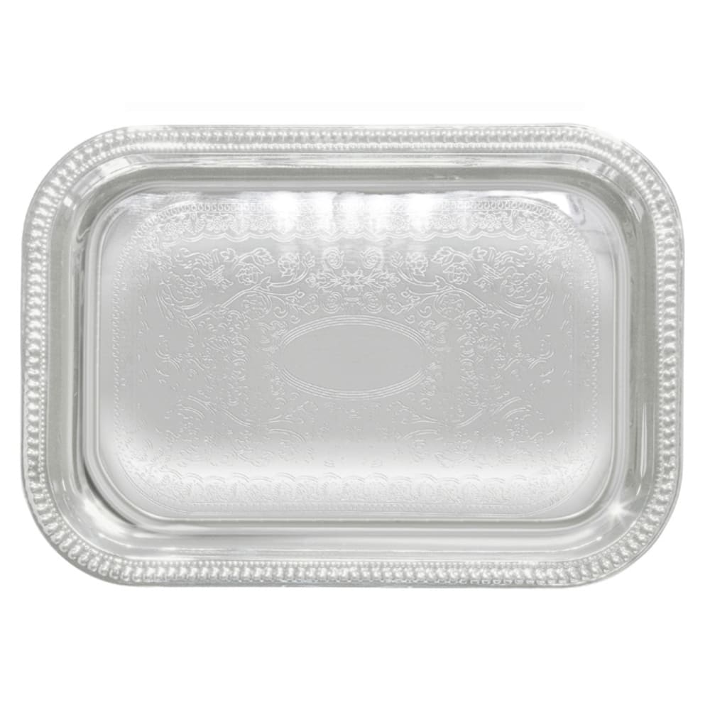 Winco CMT-1812 Oblong Serving Tray, Chrome Plated, Gadroon Edge w/ Engraving, 18 x 12 1/2"