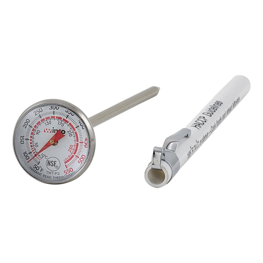 Winco TMT-P3 1" Dial Type Pocket Thermometer w/ 5" Stem, 50 to 550 Degrees F