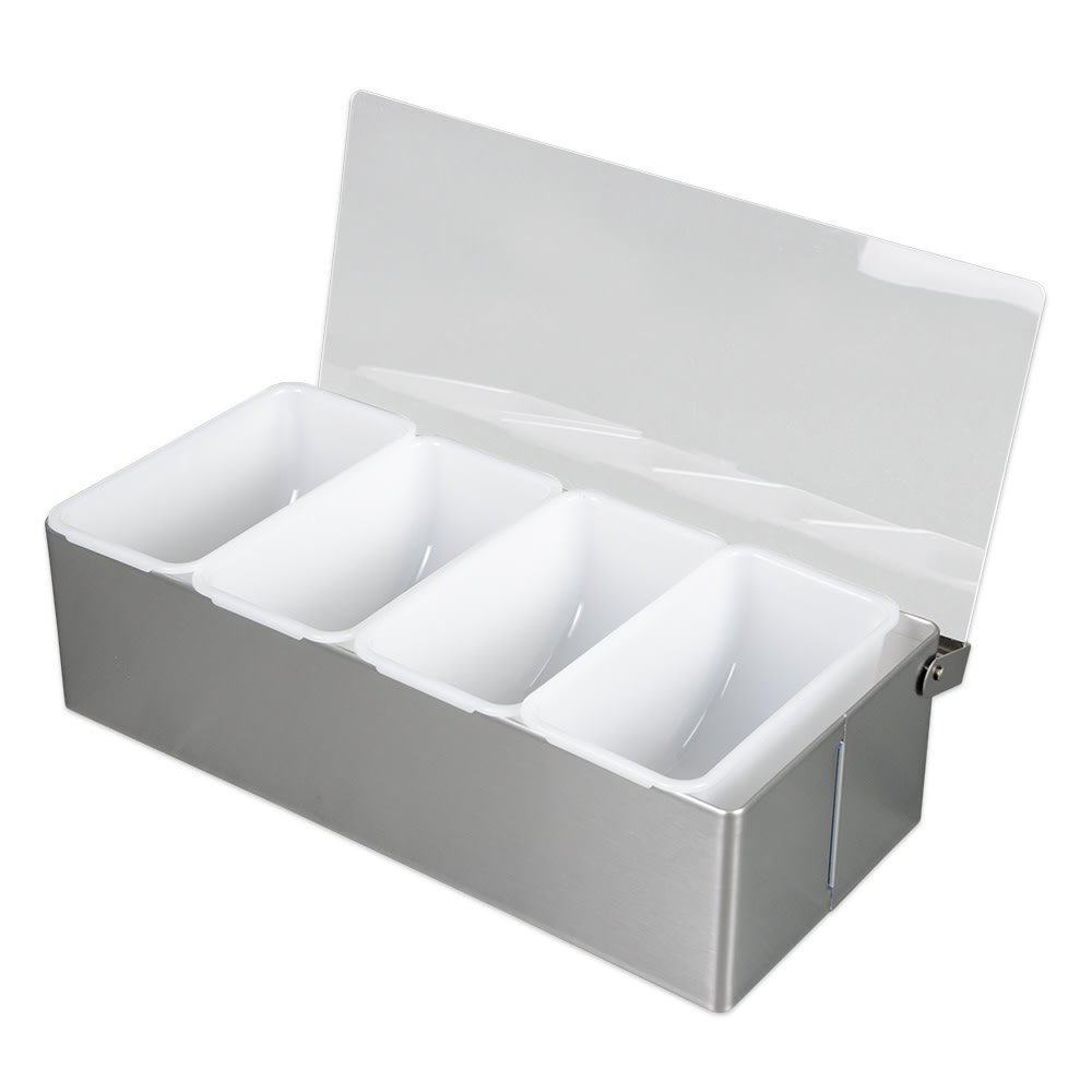 370-CD4 Condiment Dispenser - (4)Compartments, 12x6x3 1/2" Stainless
