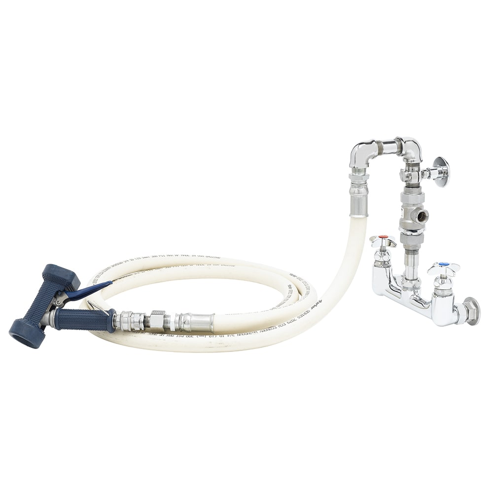 064-B0273 Washdown Station, 8" Centers Wall Mount Base, 10 ft Hose,Stainless Water Gun